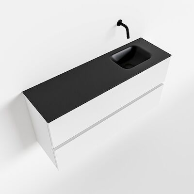 MONDIAZ ADA 100cm toiletmeubel talc. LEX wastafel urban rechts zonder kraangat