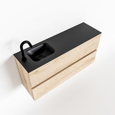 MONDIAZ ADA 100cm toiletmeubel washed oak. LEX wastafel urban links 1 kraangat