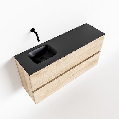 MONDIAZ ADA 100cm toiletmeubel washed oak. LEX wastafel urban links zonder kraangat