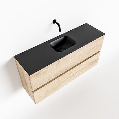MONDIAZ ADA 100cm toiletmeubel washed oak. LEX wastafel urban midden zonder kraangat