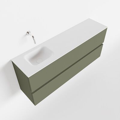 MONDIAZ ADA 120cm toiletmeubel army. LEX wastafel talc links zonder kraangat