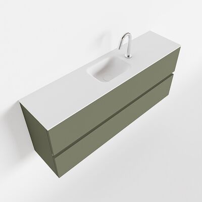 MONDIAZ ADA 120cm toiletmeubel army. LEX wastafel talc midden 1 kraangat
