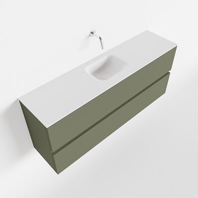 MONDIAZ ADA 120cm toiletmeubel army. LEX wastafel talc midden zonder kraangat