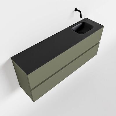 MONDIAZ ADA 120cm toiletmeubel army. LEX wastafel urban rechts zonder kraangat