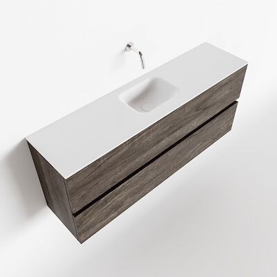 MONDIAZ ADA 120cm toiletmeubel dark brown. LEX wastafel talc midden zonder kraangat