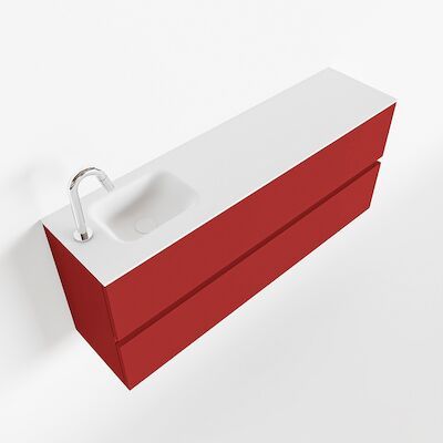 MONDIAZ ADA 120cm toiletmeubel fire. LEX wastafel talc links 1 kraangat