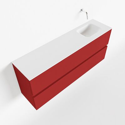 MONDIAZ ADA 120cm toiletmeubel fire. LEX wastafel talc rechts zonder kraangat