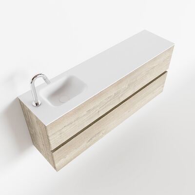 MONDIAZ ADA 120cm toiletmeubel light brown grey. LEX wastafel talc links 1 kraangat