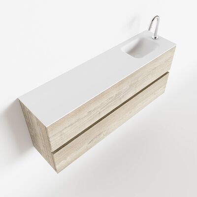 MONDIAZ ADA 120cm toiletmeubel light brown grey. LEX wastafel talc rechts 1 kraangat