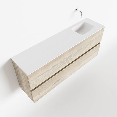 MONDIAZ ADA 120cm toiletmeubel light brown grey. LEX wastafel talc rechts zonder kraangat