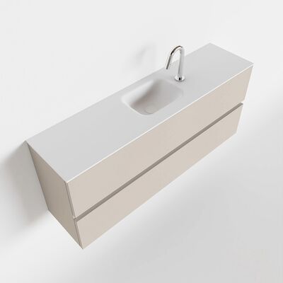 MONDIAZ ADA 120cm toiletmeubel linen. LEX wastafel talc midden 1 kraangat