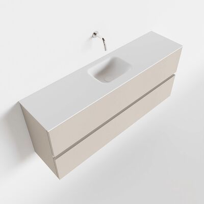 MONDIAZ ADA 120cm toiletmeubel linen. LEX wastafel talc midden zonder kraangat