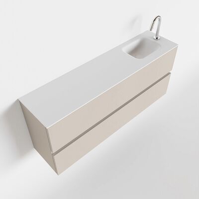 MONDIAZ ADA 120cm toiletmeubel linen. LEX wastafel talc rechts 1 kraangat