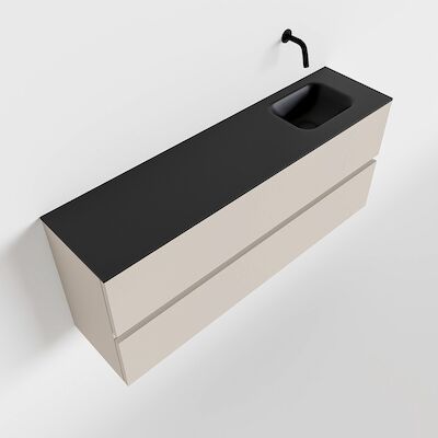 MONDIAZ ADA 120cm toiletmeubel linen. LEX wastafel urban rechts zonder kraangat
