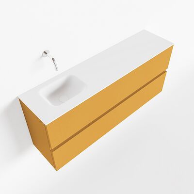 MONDIAZ ADA 120cm toiletmeubel ocher. LEX wastafel talc links zonder kraangat
