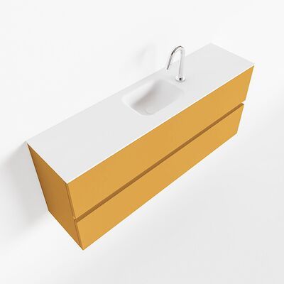 MONDIAZ ADA 120cm toiletmeubel ocher. LEX wastafel talc midden 1 kraangat