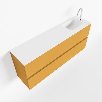 MONDIAZ ADA 120cm toiletmeubel ocher. LEX wastafel talc rechts 1 kraangat