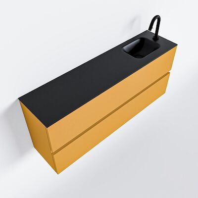 MONDIAZ ADA 120cm toiletmeubel ocher. LEX wastafel urban rechts 1 kraangat