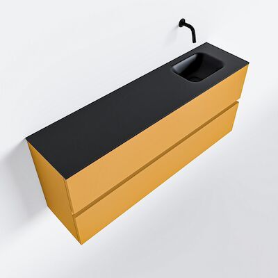MONDIAZ ADA 120cm toiletmeubel ocher. LEX wastafel urban rechts zonder kraangat