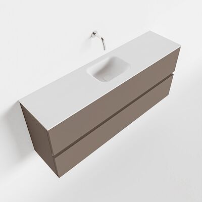 MONDIAZ ADA 120cm toiletmeubel smoke. LEX wastafel talc midden zonder kraangat