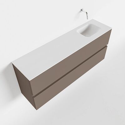 MONDIAZ ADA 120cm toiletmeubel smoke. LEX wastafel talc rechts zonder kraangat
