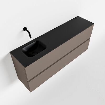 MONDIAZ ADA 120cm toiletmeubel smoke. LEX wastafel urban links zonder kraangat