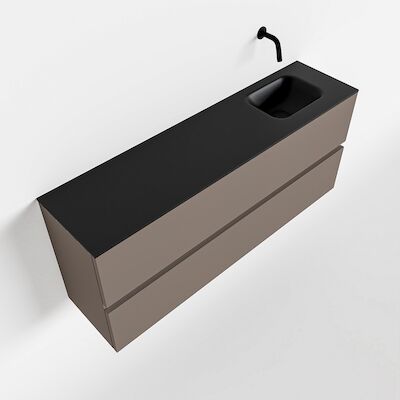 MONDIAZ ADA 120cm toiletmeubel smoke. LEX wastafel urban rechts zonder kraangat