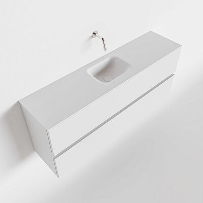 MONDIAZ ADA 120cm toiletmeubel talc. LEX wastafel talc midden zonder kraangat