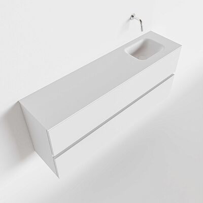MONDIAZ ADA 120cm toiletmeubel talc. LEX wastafel talc rechts zonder kraangat