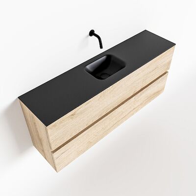 MONDIAZ ADA 120cm toiletmeubel washed oak. LEX wastafel urban midden zonder kraangat