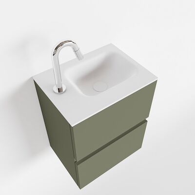 MONDIAZ ADA 40cm toiletmeubel army. LEX wastafel talc links 1 kraangat