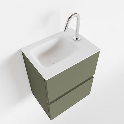 MONDIAZ ADA 40cm toiletmeubel army. LEX wastafel talc rechts 1 kraangat