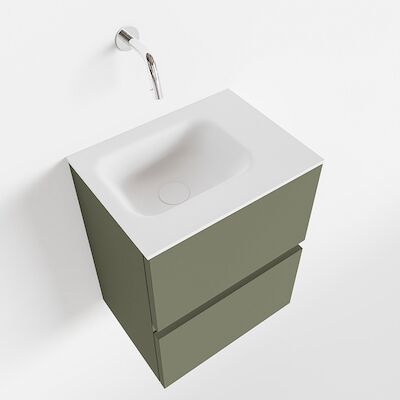 MONDIAZ ADA 40cm toiletmeubel army. LEX wastafel talc rechts zonder kraangat