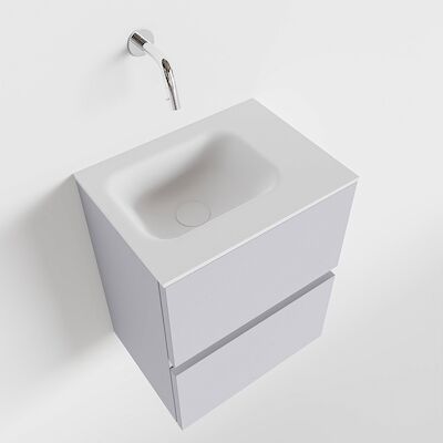 MONDIAZ ADA 40cm toiletmeubel cale. LEX wastafel talc rechts zonder kraangat