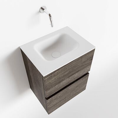 MONDIAZ ADA 40cm toiletmeubel dark brown. LEX wastafel talc midden zonder kraangat