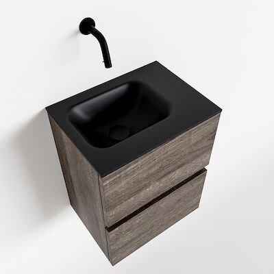 MONDIAZ ADA 40cm toiletmeubel dark brown. LEX wastafel urban rechts zonder kraangat