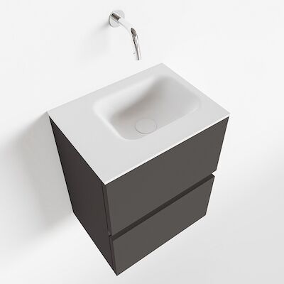 MONDIAZ ADA 40cm toiletmeubel dark grey. LEX wastafel talc links zonder kraangat