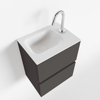 MONDIAZ ADA 40cm toiletmeubel dark grey. LEX wastafel talc rechts 1 kraangat