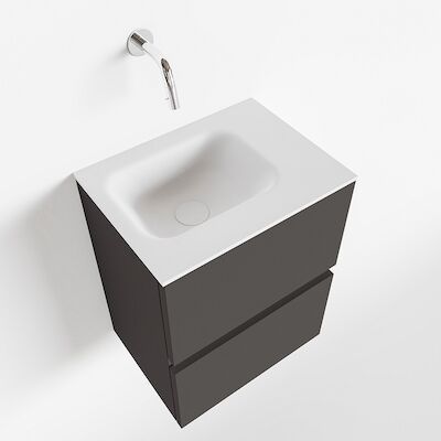MONDIAZ ADA 40cm toiletmeubel dark grey. LEX wastafel talc rechts zonder kraangat