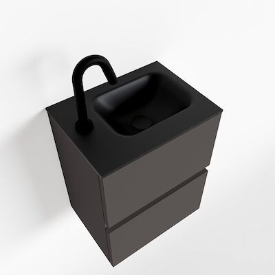 MONDIAZ ADA 40cm toiletmeubel dark grey. LEX wastafel urban links 1 kraangat