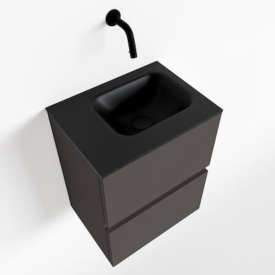 MONDIAZ ADA 40cm toiletmeubel dark grey. LEX wastafel urban links zonder kraangat