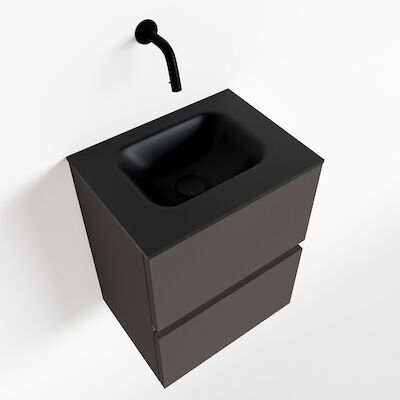 MONDIAZ ADA 40cm toiletmeubel dark grey. LEX wastafel urban midden zonder kraangat
