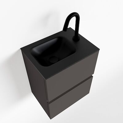 MONDIAZ ADA 40cm toiletmeubel dark grey. LEX wastafel urban rechts 1 kraangat