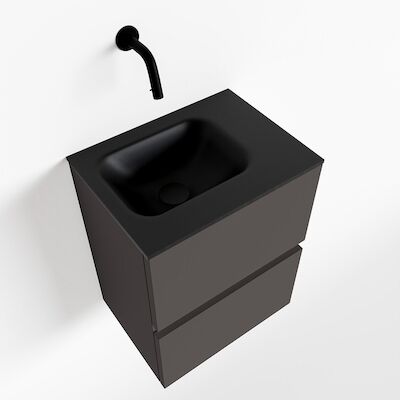 MONDIAZ ADA 40cm toiletmeubel dark grey. LEX wastafel urban rechts zonder kraangat