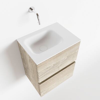 MONDIAZ ADA 40cm toiletmeubel light brown grey. LEX wastafel talc rechts zonder kraangat