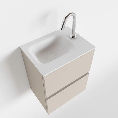 MONDIAZ ADA 40cm toiletmeubel linen. LEX wastafel talc rechts 1 kraangat