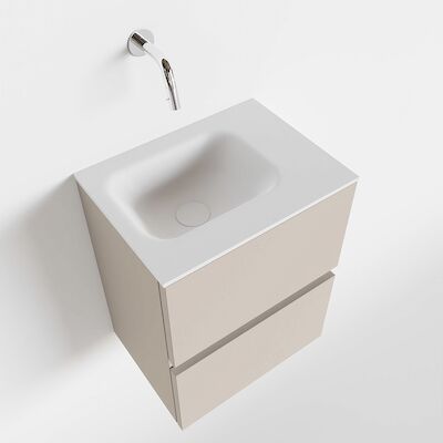 MONDIAZ ADA 40cm toiletmeubel linen. LEX wastafel talc rechts zonder kraangat