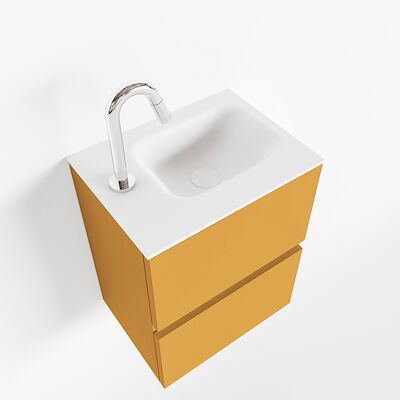 MONDIAZ ADA 40cm toiletmeubel ocher. LEX wastafel talc links 1 kraangat