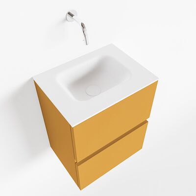MONDIAZ ADA 40cm toiletmeubel ocher. LEX wastafel talc midden zonder kraangat