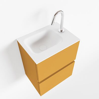 MONDIAZ ADA 40cm toiletmeubel ocher. LEX wastafel talc rechts 1 kraangat